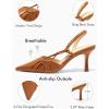imageCoutgo Womens Slingback Kitten Heels Closed Pointed Toe Pumps DOrsay Wedding Party Dress ShoesBrown