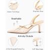 imageCoutgo Womens Slingback Kitten Heels Closed Pointed Toe Pumps DOrsay Wedding Party Dress ShoesCream White