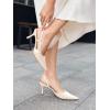 imageCoutgo Womens Slingback Kitten Heels Closed Pointed Toe Pumps DOrsay Wedding Party Dress ShoesCream White