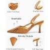 imageCoutgo Womens Slingback Kitten Heels Closed Pointed Toe Pumps DOrsay Wedding Party Dress ShoesLight Brown