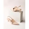 imageCoutgo Womens Slingback Kitten Heels Mary Jane Pumps Closed Pointed Toe Buckle Strap Wedding Dress ShoesBeige