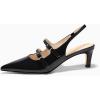imageCoutgo Womens Slingback Kitten Heels Mary Jane Pumps Closed Pointed Toe Buckle Strap Wedding Dress ShoesBlack