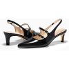 imageCoutgo Womens Slingback Kitten Heels Mary Jane Pumps Closed Pointed Toe Buckle Strap Wedding Dress ShoesBlack