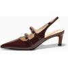 imageCoutgo Womens Slingback Kitten Heels Mary Jane Pumps Closed Pointed Toe Buckle Strap Wedding Dress ShoesBrown