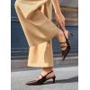 imageCoutgo Womens Slingback Kitten Heels Mary Jane Pumps Closed Pointed Toe Buckle Strap Wedding Dress ShoesBrown