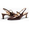 imageCoutgo Womens Slingback Kitten Heels Mary Jane Pumps Closed Pointed Toe Buckle Strap Wedding Dress ShoesBrown