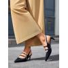 imageCoutgo Womens Slingback Kitten Heels Mary Jane Pumps Closed Pointed Toe Buckle Strap Wedding Dress ShoesNavy