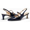 imageCoutgo Womens Slingback Kitten Heels Mary Jane Pumps Closed Pointed Toe Buckle Strap Wedding Dress ShoesNavy
