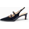 imageCoutgo Womens Slingback Kitten Heels Mary Jane Pumps Closed Pointed Toe Buckle Strap Wedding Dress ShoesNavy