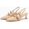 imageCoutgo Womens Slingback Kitten Heels Mary Jane Pumps Closed Pointed Toe Buckle Strap Wedding Dress ShoesNude Suede