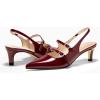 imageCoutgo Womens Slingback Kitten Heels Mary Jane Pumps Closed Pointed Toe Buckle Strap Wedding Dress ShoesRed
