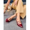 imageCoutgo Womens Slingback Kitten Heels Mary Jane Pumps Closed Pointed Toe Buckle Strap Wedding Dress ShoesRed