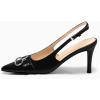 imageCoutgo Womens Slingback Stiletto High Heels Closed Pointed Toe Pumps with Metal Ring Party Dress ShoesBlack