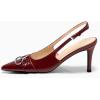 imageCoutgo Womens Slingback Stiletto High Heels Closed Pointed Toe Pumps with Metal Ring Party Dress ShoesBurgundy