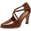 imageCoutgo Womens Chunky High Heels Dress Shoes Closed Pointed Toe Cross Strap Buckle Pumps Vintage DOrsay Party ShoesBrown