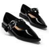 imageCoutgo Womens Flats Mary Jane Studded Ballet Flats Closed Pointed Toe Adjustable Buckle Dress ShoesBlack
