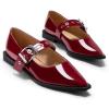 imageCoutgo Womens Flats Mary Jane Studded Ballet Flats Closed Pointed Toe Adjustable Buckle Dress ShoesWine Red