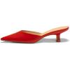 imageCoutgo Womens Kitten Low Heels Mules Closed Pointed Toe Pumps Slip On Backless Dress ShoesRed