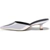 imageCoutgo Womens Kitten Low Heels Mules Closed Pointed Toe Pumps Slip On Backless Dress ShoesSilver