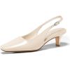 imageCoutgo Womens Kitten Low Heels Slingback Pumps Squared Point Toe Buckle Strap Wedding Party Dress ShoesCream White