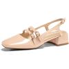 imageCoutgo Womens Mary Jane Chunky Low Heels Slingback Pumps Closed Square Toe Wedding Dress ShoesApricot