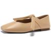 imageCoutgo Womens Mary Jane Flats Bow Square Toe Ballet Flats Dressy Comfortable Slip on Flat ShoesKhaki