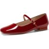 imageCoutgo Womens Mary Jane Flats Closed Square Toe Ballet Flat Dressy Comfortable Slip on ShoesRed