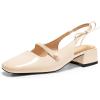 imageCoutgo Womens Mary Jane Shoes Slingback Chunky Low Heels Bow Closed Square Toe Pumps Wedding Party Dress ShoesApricot