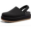 imageCoutgo Womens Platform Clogs Adjustable Strap Slip on Mules Shoes Comfortable Fall SandalsBlack
