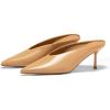 imageCoutgo Womens Pointed Toe Mules High Heels Sandals Slip On Clogs Summer Dress ShoesKhaki
