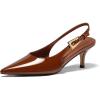 imageCoutgo Womens Slingback Heels Kitten Low Heel Dress Shoes Closed Pointed Toe Buckle Pumps Work Wedding ShoesBrown