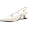 imageCoutgo Womens Slingback Kitten Heels Closed Pointed Toe Pumps Ankle Strap Work Dress ShoesWhite