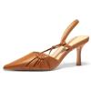 imageCoutgo Womens Slingback Kitten Heels Closed Pointed Toe Pumps DOrsay Wedding Party Dress ShoesBrown