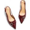 imageCoutgo Womens Slingback Stiletto High Heels Closed Pointed Toe Pumps with Metal Ring Party Dress ShoesBurgundy