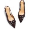 imageCoutgo Womens Slingback Stiletto High Heels Closed Pointed Toe Pumps with Metal Ring Party Dress ShoesChocolate
