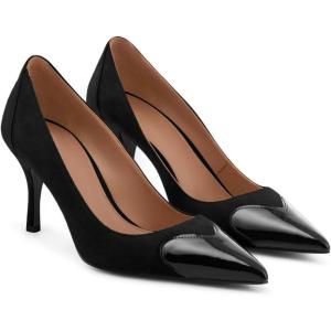 imageCoutgo Womens Closed Pointed Toe Pumps Heart Stiletto High Heels Wedding Bride Dress ShoesBlack