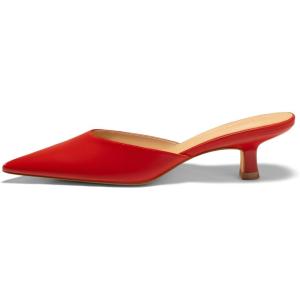 imageCoutgo Womens Kitten Low Heels Mules Closed Pointed Toe Pumps Slip On Backless Dress ShoesRed
