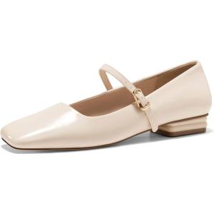 imageCoutgo Womens Mary Jane Flats Closed Square Toe Ballet Flat Dressy Comfortable Slip on ShoesBeige