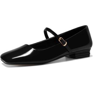 imageCoutgo Womens Mary Jane Flats Closed Square Toe Ballet Flat Dressy Comfortable Slip on ShoesBlack