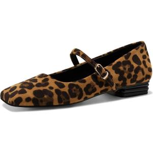 imageCoutgo Womens Mary Jane Flats Closed Square Toe Ballet Flat Dressy Comfortable Slip on ShoesLeopard