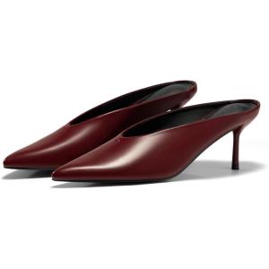 imageCoutgo Womens Pointed Toe Mules High Heels Sandals Slip On Clogs Summer Dress ShoesWine Red