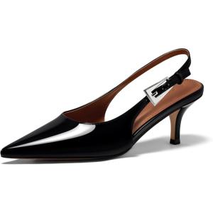 imageCoutgo Womens Slingback Heels Kitten Low Heel Dress Shoes Closed Pointed Toe Buckle Pumps Work Wedding ShoesBlack
