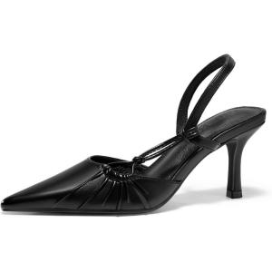 imageCoutgo Womens Slingback Kitten Heels Closed Pointed Toe Pumps DOrsay Wedding Party Dress ShoesBlack