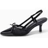 imageCoutgo Womens Bow Tie Slingback Pumps Pointed Toe Kitten Low Heel Patchwork Dress Heeled SandalsCool Black