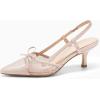 imageCoutgo Womens Bow Tie Slingback Pumps Pointed Toe Kitten Low Heel Patchwork Dress Heeled SandalsLight Pink