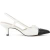 imageCoutgo Womens Bow Tie Slingback Pumps Pointed Toe Kitten Low Heel Patchwork Dress Heeled SandalsWhite