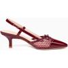 imageCoutgo Womens Bow Tie Slingback Pumps Pointed Toe Kitten Low Heel Patchwork Dress Heeled SandalsWine Red