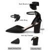 imageCoutgo Womens Chunky Heels Low Heel Ankle Strap DOrsay Pumps Closed Pointed Toe Wedding Bridal ShoesBlack