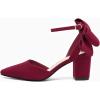 imageCoutgo Womens Chunky Heels Low Heel Ankle Strap DOrsay Pumps Closed Pointed Toe Wedding Bridal ShoesBurgundy