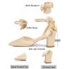 imageCoutgo Womens Chunky Heels Low Heel Ankle Strap DOrsay Pumps Closed Pointed Toe Wedding Bridal ShoesChampagne